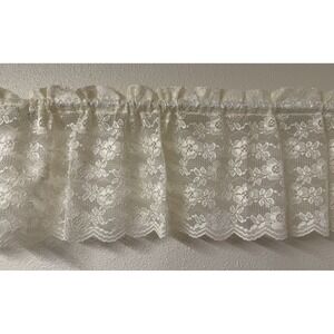 Vtg Lace Curtain Valances Floral JC Penneys 70"x14" Elise Beige Ecru USA 2 New